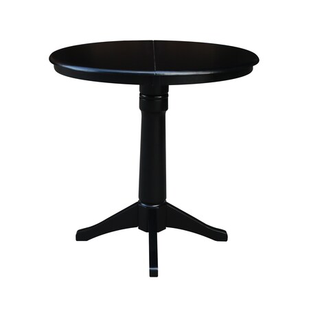 International Concepts Round 36 in Rd Top Pedestal Table, 12 in Leaf, 40.9 inH, Adjustable Height, Black, 36 in W, 48 in L K46-36RXT-27B-6B-2